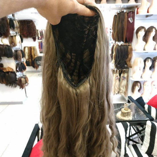 Ankara Kızılay Fiber Sentetik Peruk Uzun Dalgalı Işıltılı Kumral