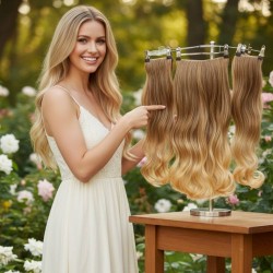 Ankara Fiber Sentetik Saç 1 Adet Yarımay 2 Adet Yan Çıt Çıt Açık Karamel Dore Sarı Ombre