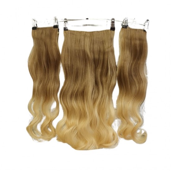 Ankara Fiber Sentetik Saç 1 Adet Yarımay 2 Adet Yan Çıt Çıt Açık Karamel Dore Sarı Ombre