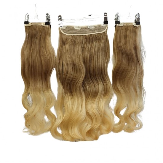 Ankara Fiber Sentetik Saç 1 Adet Yarımay 2 Adet Yan Çıt Çıt Açık Karamel Dore Sarı Ombre