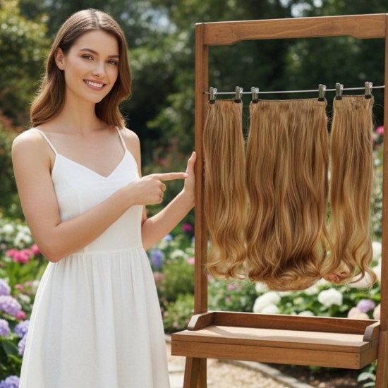 Ankara Fiber Sentetik Saç 1 Adet Yarımay 2 Adet Yan Çıt Çıt Karamel