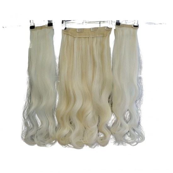 Ankara Fiber Sentetik Saç 1 Adet Yarımay 2 Adet Yan Çıt Çıt Açık Platin