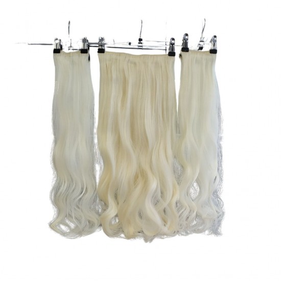 Ankara Fiber Sentetik Saç 1 Adet Yarımay 2 Adet Yan Çıt Çıt Açık Platin