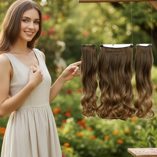 Ankara Fiber Sentetik Saç 1 Adet Yarımay 2 Adet Yan Çıt Çıt Fındık Kabuğu Ombre