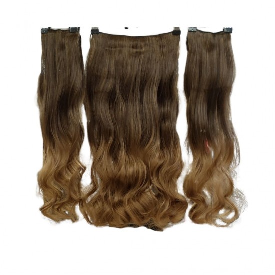 Ankara Fiber Sentetik Saç 1 Adet Yarımay 2 Adet Yan Çıt Çıt Fındık Kabuğu Ombre