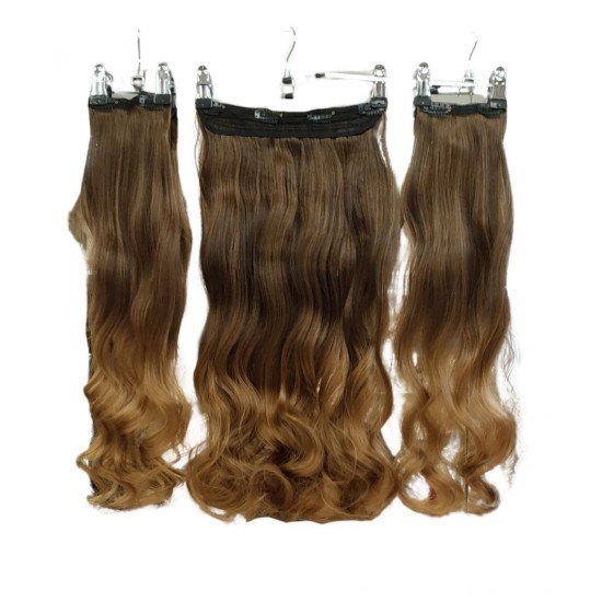 Ankara Fiber Sentetik Saç 1 Adet Yarımay 2 Adet Yan Çıt Çıt Fındık Kabuğu Ombre