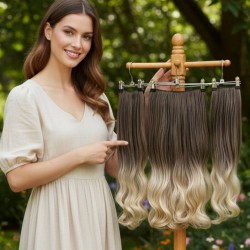 Ankara Fiber Sentetik Saç 1 Adet Yarımay 2 Adet Yan Çıt Çıt Küllü Kumral Platin Ombre    