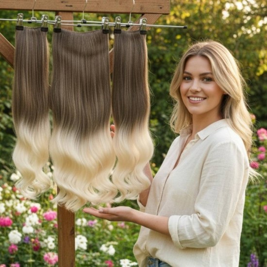 Ankara Fiber Sentetik Saç 1 Adet Yarımay 2 Adet Yan Çıt Çıt Küllü Kumral Platin Ombre