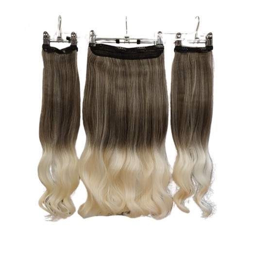 Ankara Fiber Sentetik Saç 1 Adet Yarımay 2 Adet Yan Çıt Çıt Küllü Kumral Platin Ombre