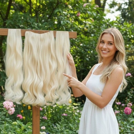 Ankara Fiber Sentetik Saç 1 Adet Yarımay 2 Adet Yan Çıt Çıt Platin