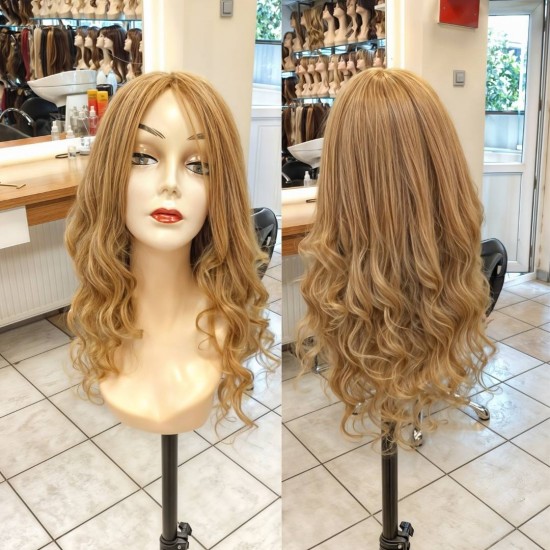 Anlaşılmayan Peruk Bayan Peruk Gerçek Saç Peruk Tepe Kısmı Deri Görünümlü El İşçiliği Doğal Peruk