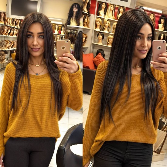 Gerçek Saç Peruk Ankara Doğal Peruk Tepe Kısmı Deri Görünümlü El İşçiliği İle