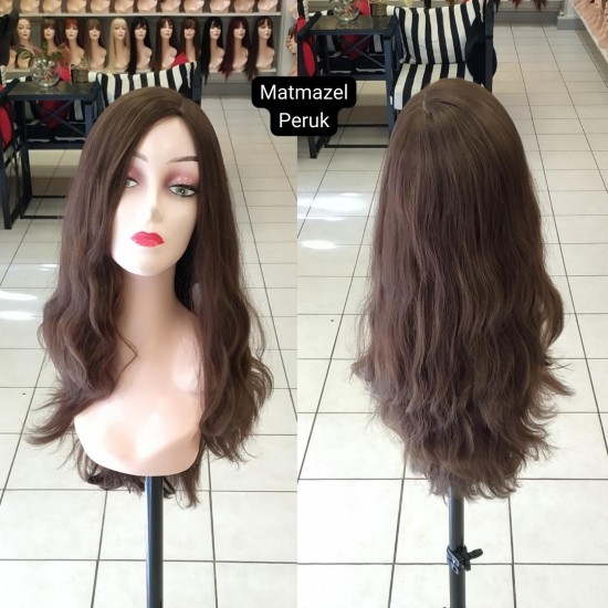 Yurt Dışı Gerçek Saç Peruk Tepe Kısmı Deri Görünümlü Bayan Peruk-5