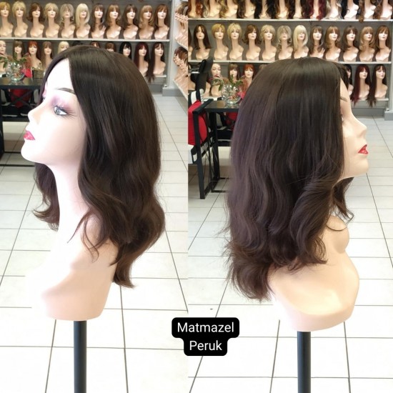 Yurt Dışı Gerçek Saç Peruk Tepe Kısmı Deri Görünümlü Bayan Peruk-6