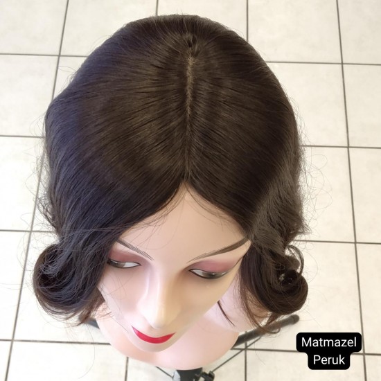 Yurt Dışı Gerçek Saç Peruk Tepe Kısmı Deri Görünümlü Bayan Peruk-6