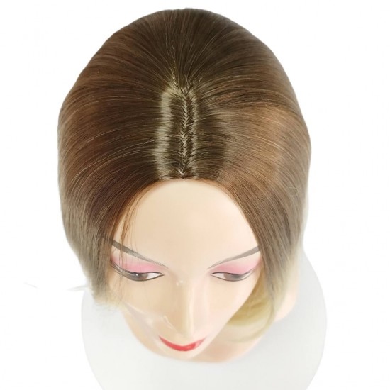 Ankara Kızılay Kaliteli Fiber Sentetik Peruk Kumral Koyu Platin Ombre Kısa Küt