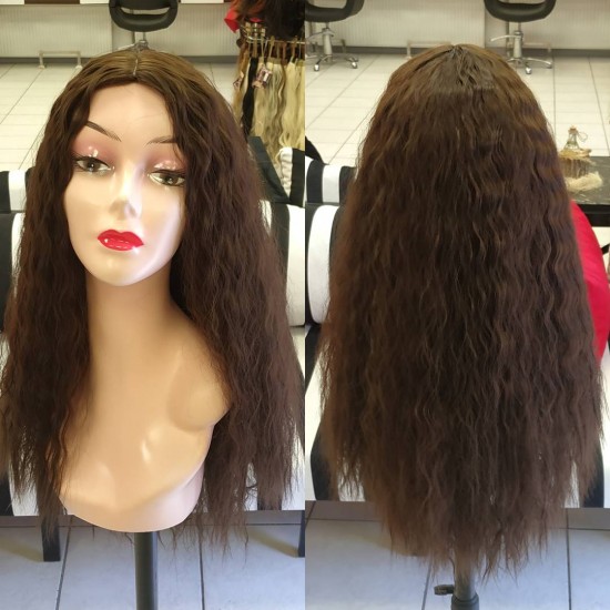 Ankara Kızılay Peruk Uzun Fiber Sentetik Su Dalgası Koyu Kumral