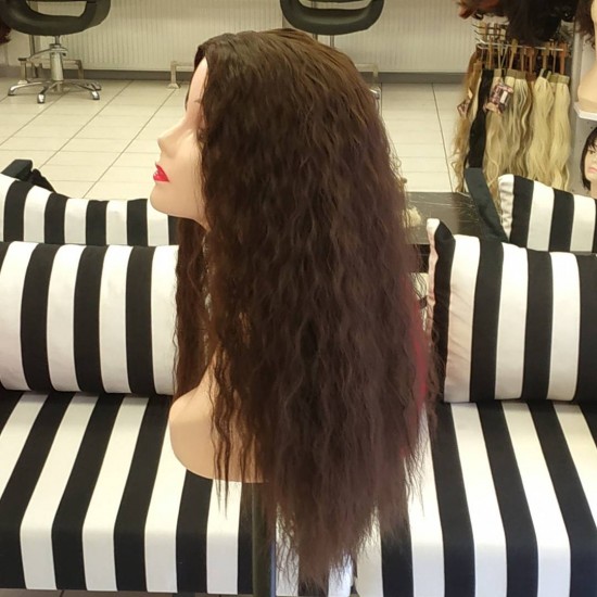 Ankara Kızılay Peruk Uzun Fiber Sentetik Su Dalgası Koyu Kumral