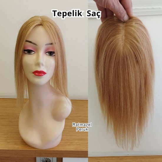 Tepe Kısmı İpek Taban Gerçek Saç Tül Tepelikler Matmazel Peruk