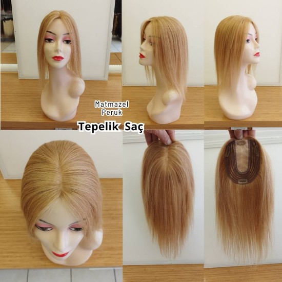 Tepe Kısmı İpek Taban Gerçek Saç Tül Tepelikler Matmazel Peruk