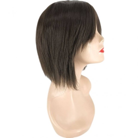 Ankara Kızılay En Ucuz Fiber Sentetik Peruk Kısa Model Koyu Kestane