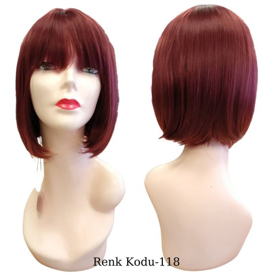 Ankara Kızılay Ucuz Fiber Sentetik Peruk Kısa Küt Model Kızıl
