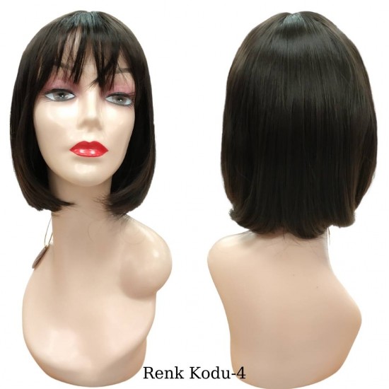 Ankara Kızılay Ucuz Fiber Sentetik Peruk Kısa Küt Model Kestane