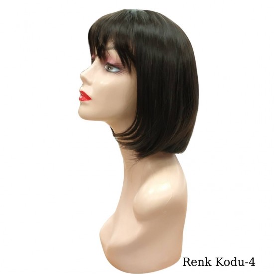 Ankara Kızılay Ucuz Fiber Sentetik Peruk Kısa Küt Model Kestane