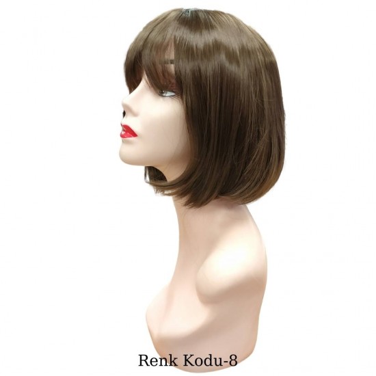 Ankara Kızılay Ucuz Fiber Sentetik Peruk Kısa Küt Model Koyu Kumral