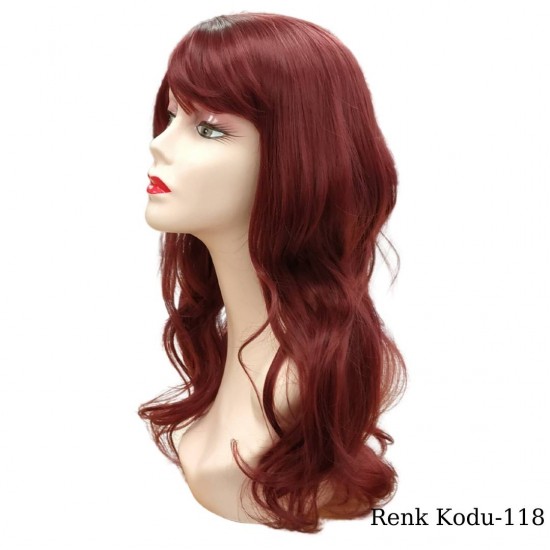 Ankara Kızılay Ucuz Fiber Sentetik Peruk Dalgalı Uzun Kızıl
