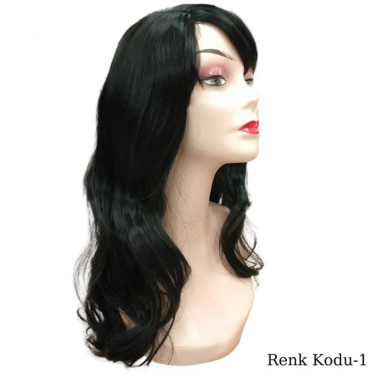 Ankara Kızılay  Ucuz Fiber Sentetik Peruk Dalgalı Uzun Siyah