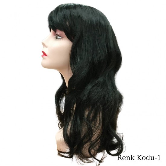 Ankara Kızılay  Ucuz Fiber Sentetik Peruk Dalgalı Uzun Siyah