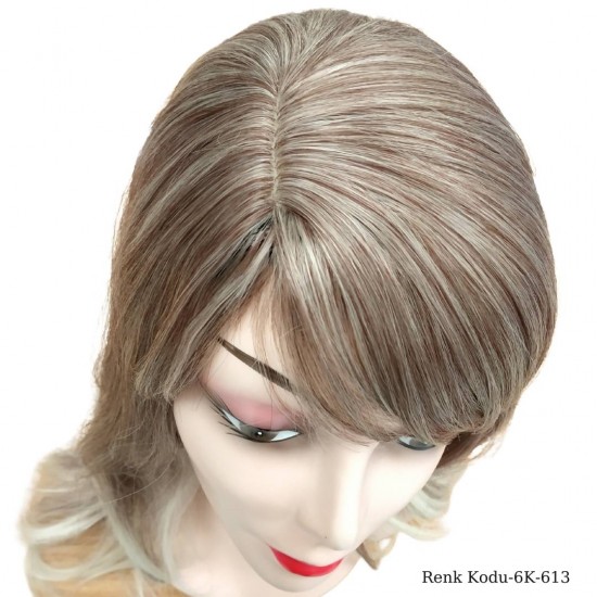 Ankara Kızılay Ucuz Fiber Sentetik Peruk Dalgalı Uzun Küllü Platin Ombre