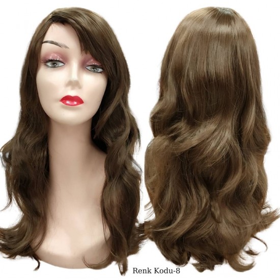 Ankara Kızılay Ucuz Fiber Sentetik Peruk Dalgalı Uzun Koyu Kumral