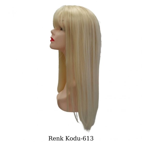Ankara Kızılay En Ucuz Fiber Sentetik Peruk Düz Uzun Platin