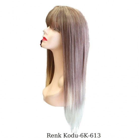 Ankara Kızılay En Ucuz Fiber Sentetik Peruk Düz Uzun Küllü Platin Ombre