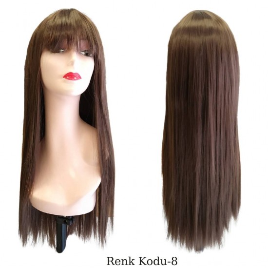 Ankara Kızılay En Ucuz Fiber Sentetik Peruk Düz Uzun Koyu Kumral